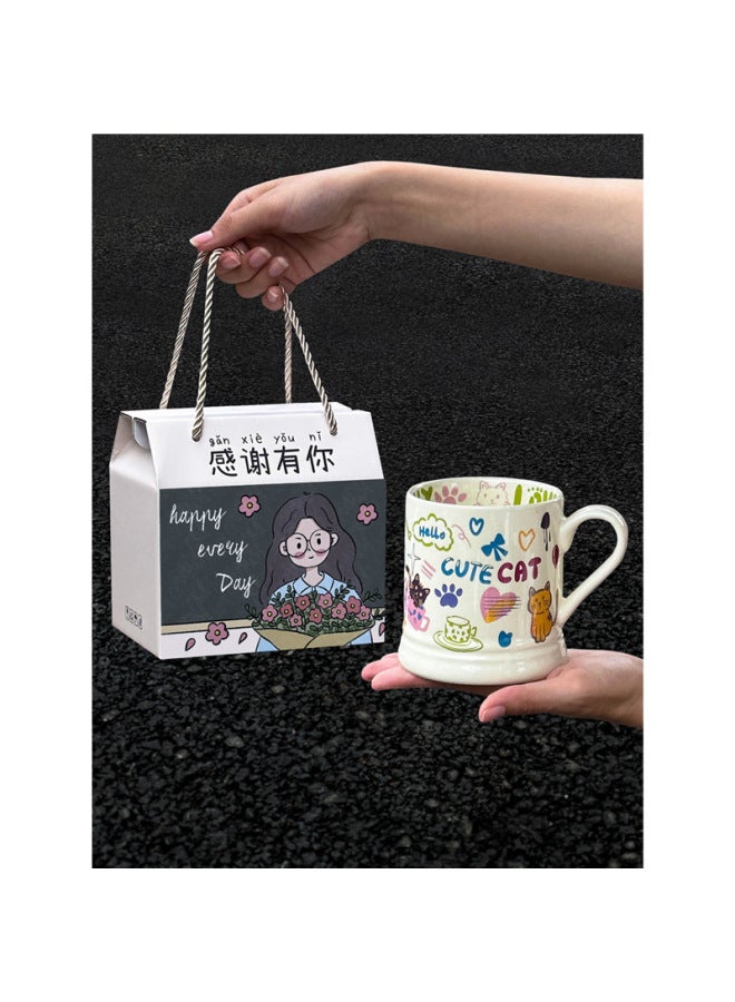 Birthday Gift Girls Send Best Friends Practical Cup Accompanying Gift March 8th Women's Day Send Kindergarten Teachers Advanced Sense-Color:Tulip Flower Sea + Thank You For Having You Gift Box Happy - Image 3
